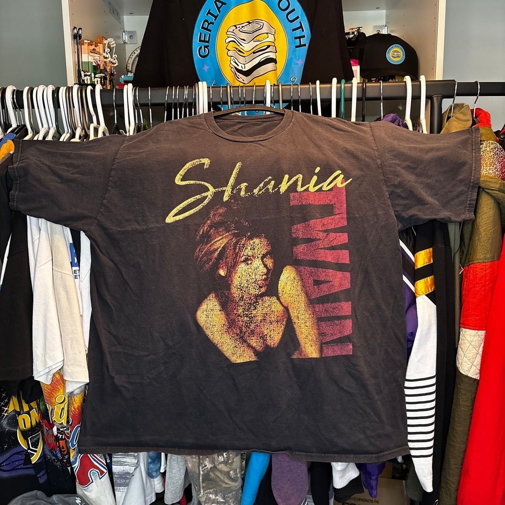 Vintage Shania Twain Portrait Graphic Tee Country Music 90s Style Black XL XXL